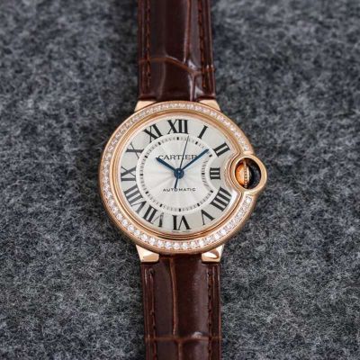 TW Factory Cartier 33*10MM NH05 Movement Sapphire Glass Leather Strap Couple Watch